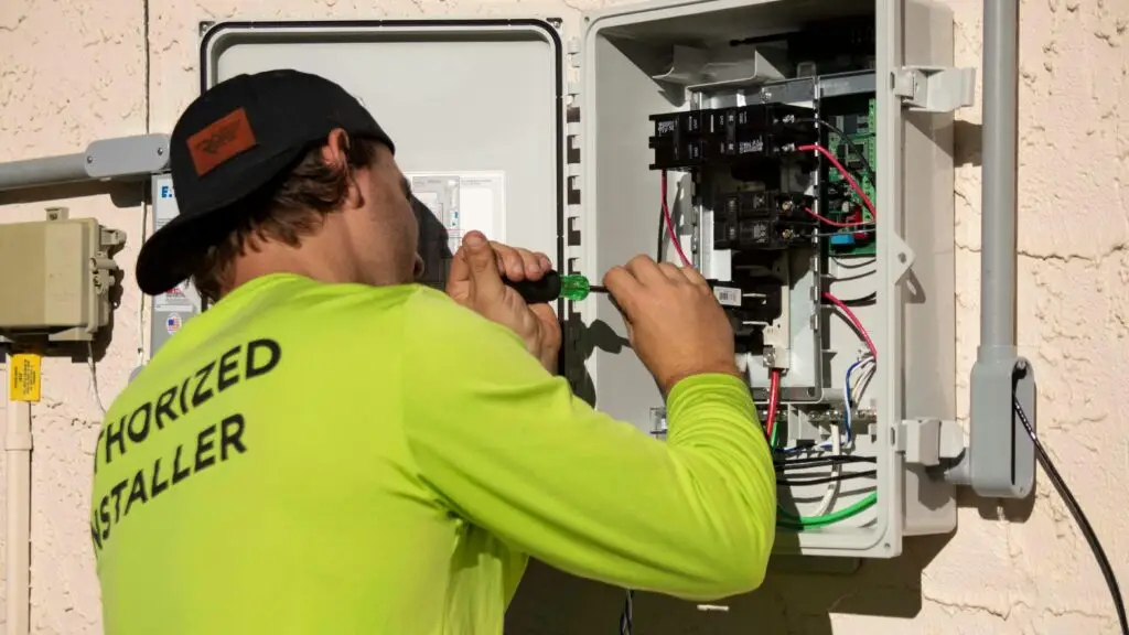 Electrician installing residential electrical panel — professional electrician website design